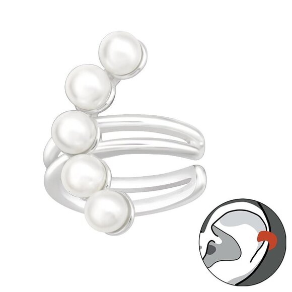 Sterling Silver Pearl Ear Cuff - Picture 1 of 9